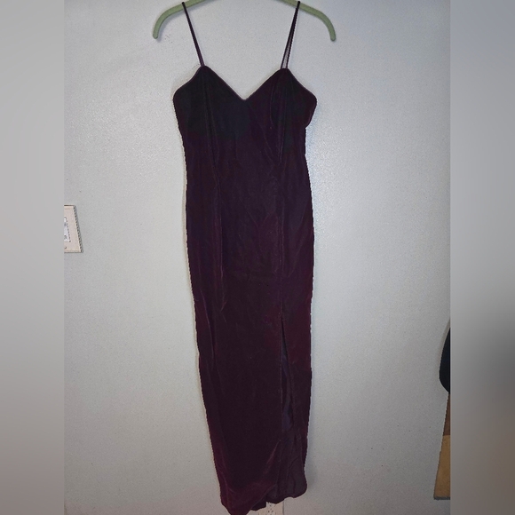Vintage 90s Red Burgundy Dark Romantic Gothic Prom Dress Size 3/4 Velvet Gown *r - Picture 1 of 15